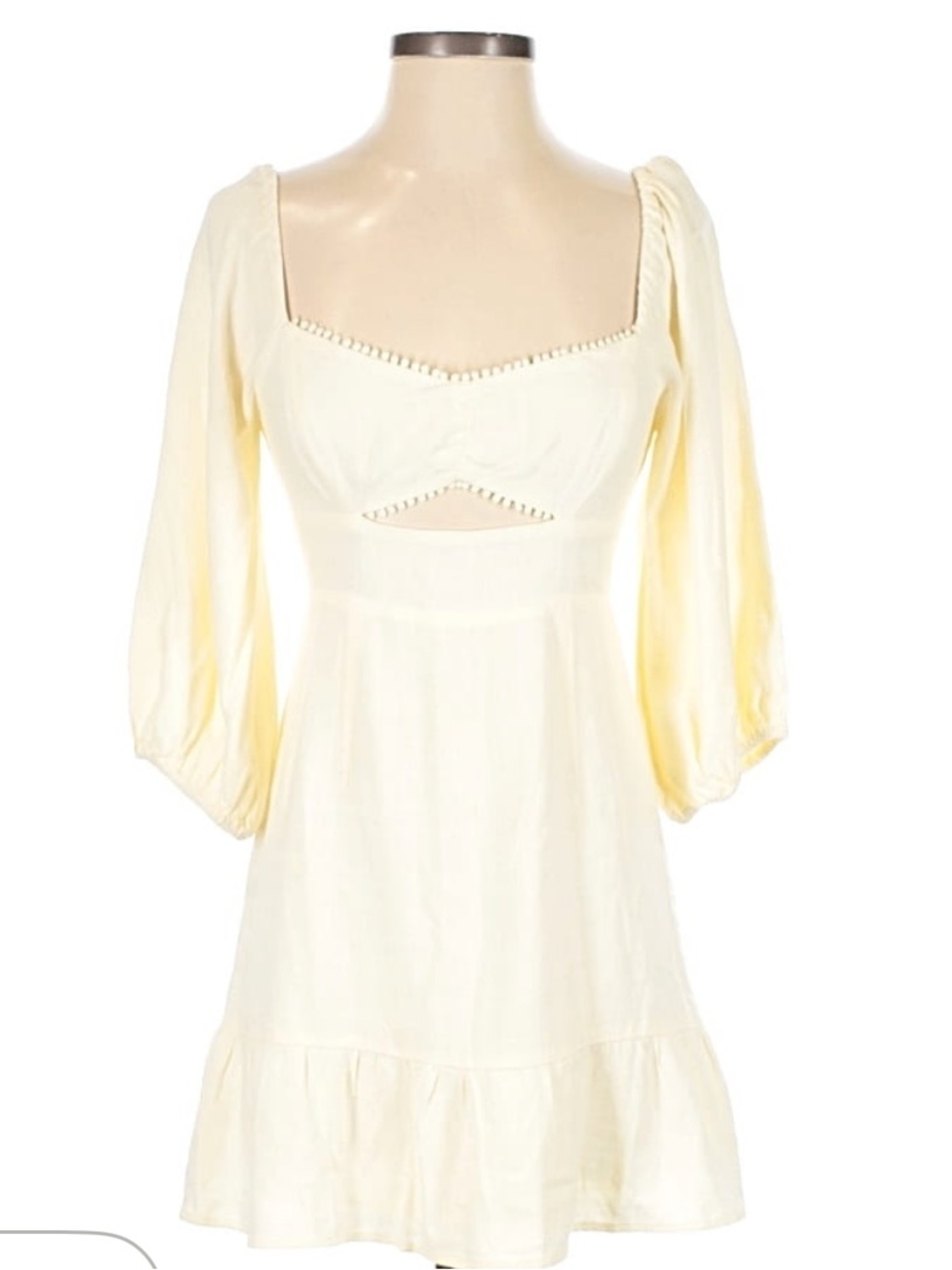 Lush Cream Puff-Sleeve Mini Dress